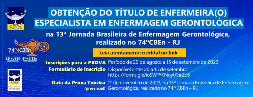 OBTENÇÃO DO TÍTULO DE ENFERMEIRA(O) ESPECIALISTA EM ENFERMAGEM GERONTOLÓGICA